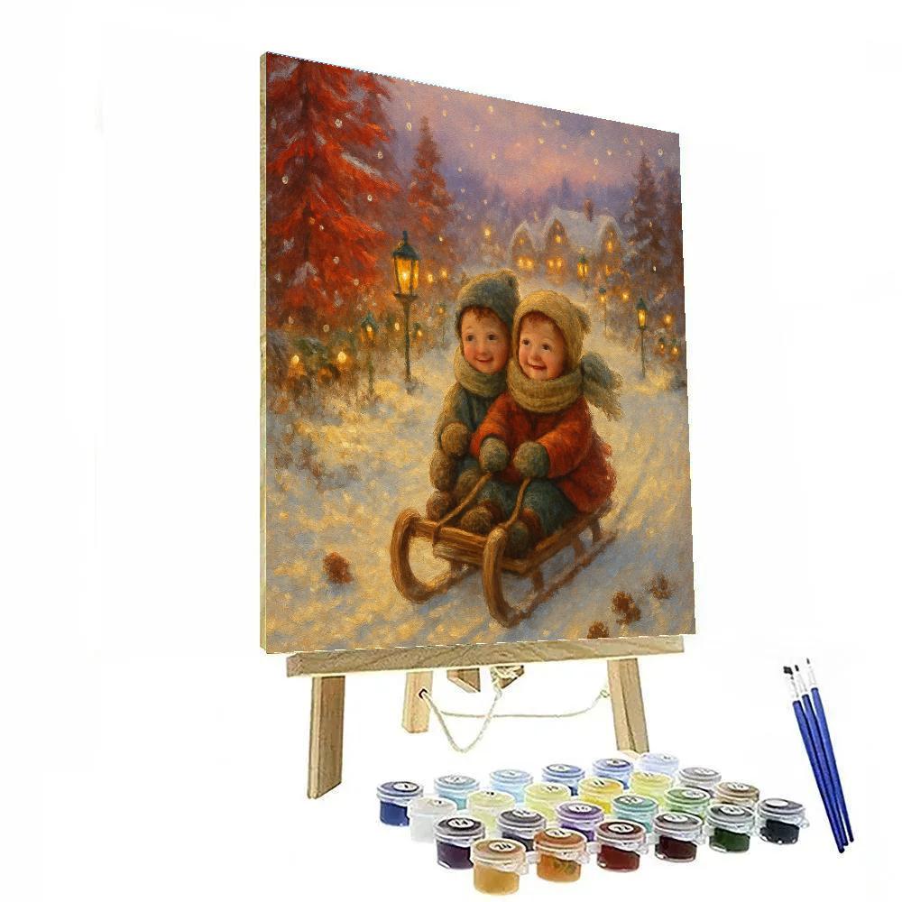 Candlelit Sled Ride Through Cranberry Pines DIY paint by numbers