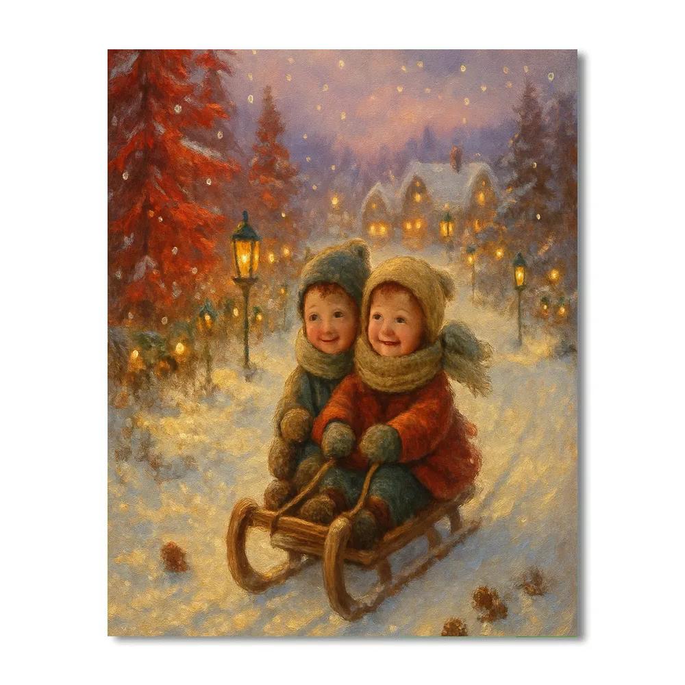 Candlelit Sled Ride Through Cranberry Pines DIY paint by numbers