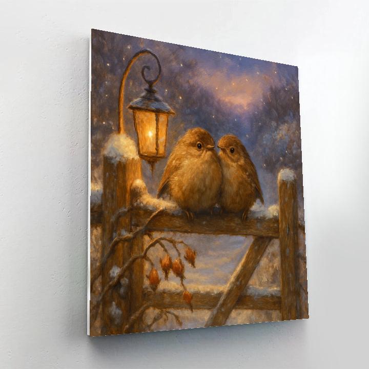 Lantern Light Wrens At The Cottage Gate paint by numbers