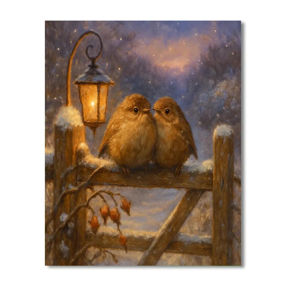 Lantern Light Wrens At The Cottage Gate paint by numbers
