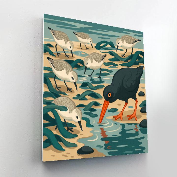 Kelp Forest Birds At Low Tide Number painting
