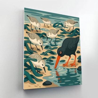 Kelp Forest Birds At Low Tide Number painting