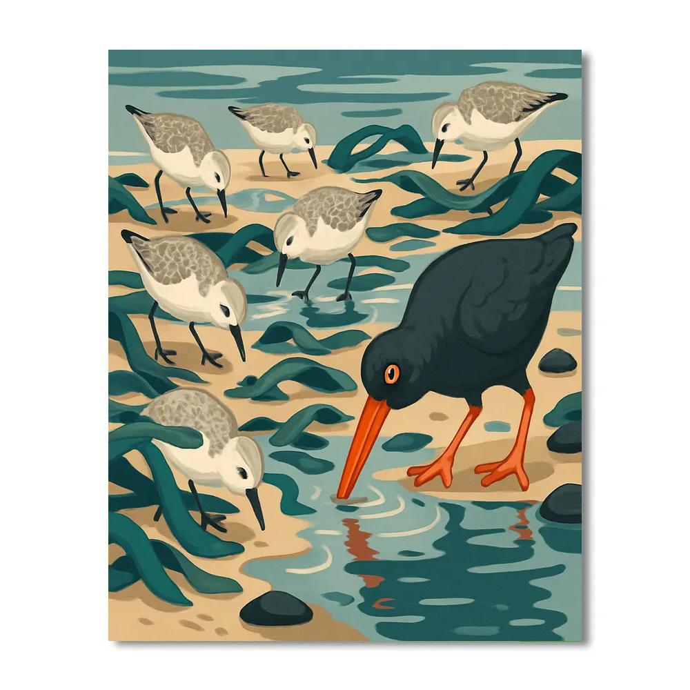 Kelp Forest Birds At Low Tide Number painting