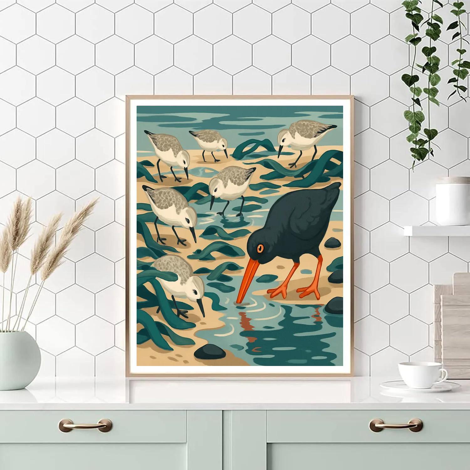 Kelp Forest Birds At Low Tide Number painting