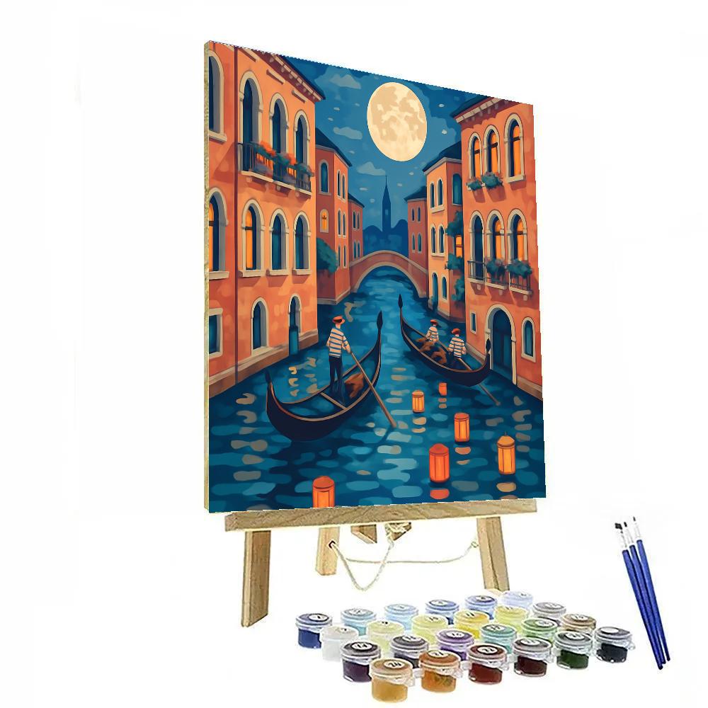 Venice Lantern Regatta At The Whispering Canal Painting by numbers kit