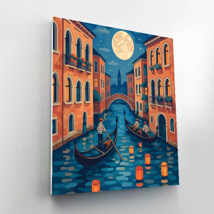 Venice Lantern Regatta At The Whispering Canal Painting by numbers kit