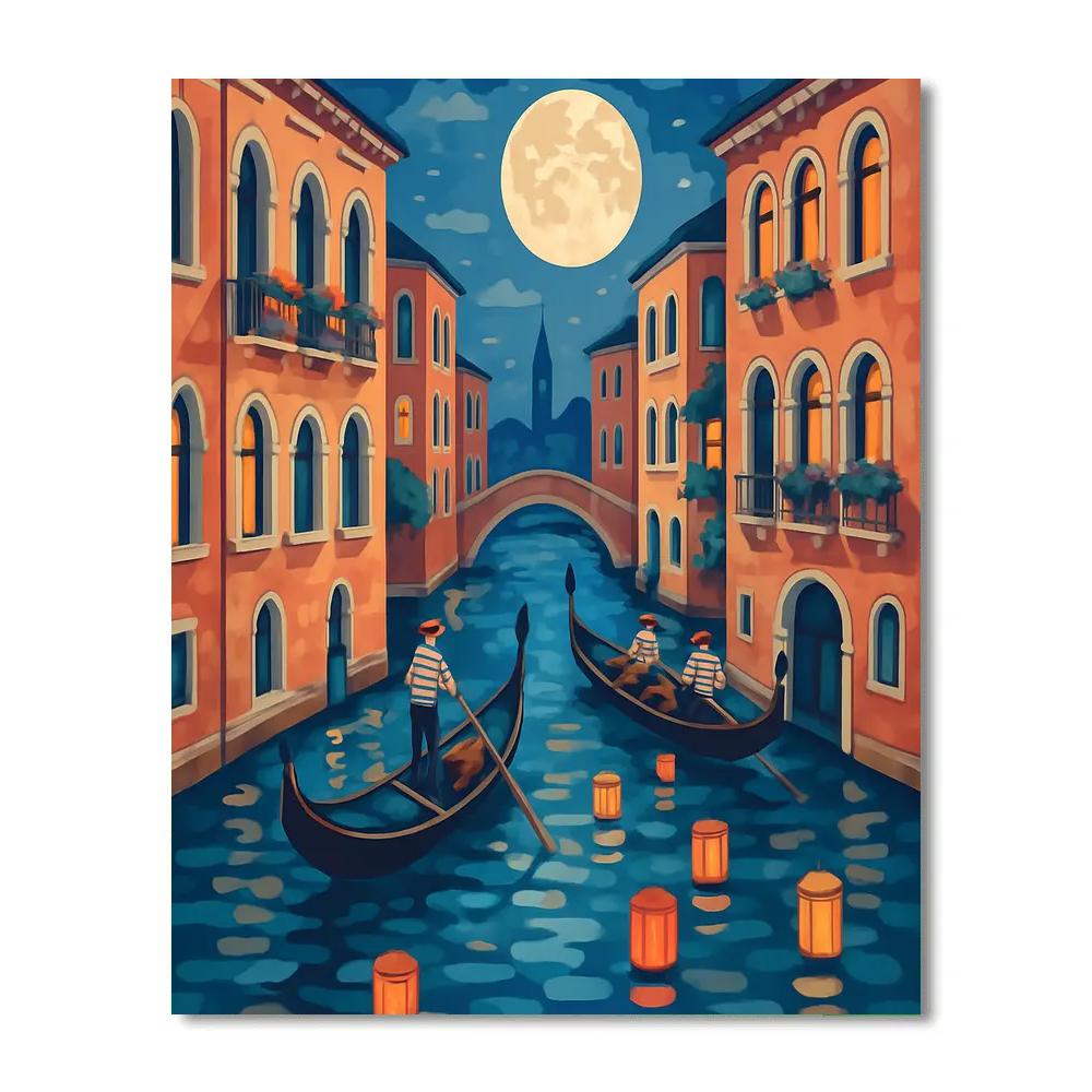 Venice Lantern Regatta At The Whispering Canal Painting by numbers kit