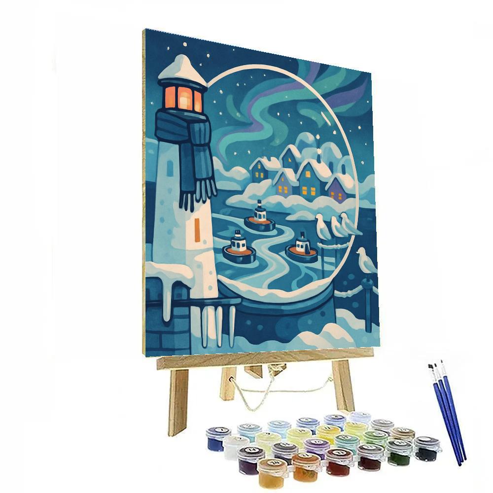 Clockwork Snowglobe Winter Harbor paint by color