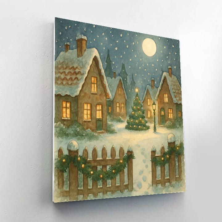 Gingerbread Roofs Under A Moonlit Snowfall Paint by numbers art