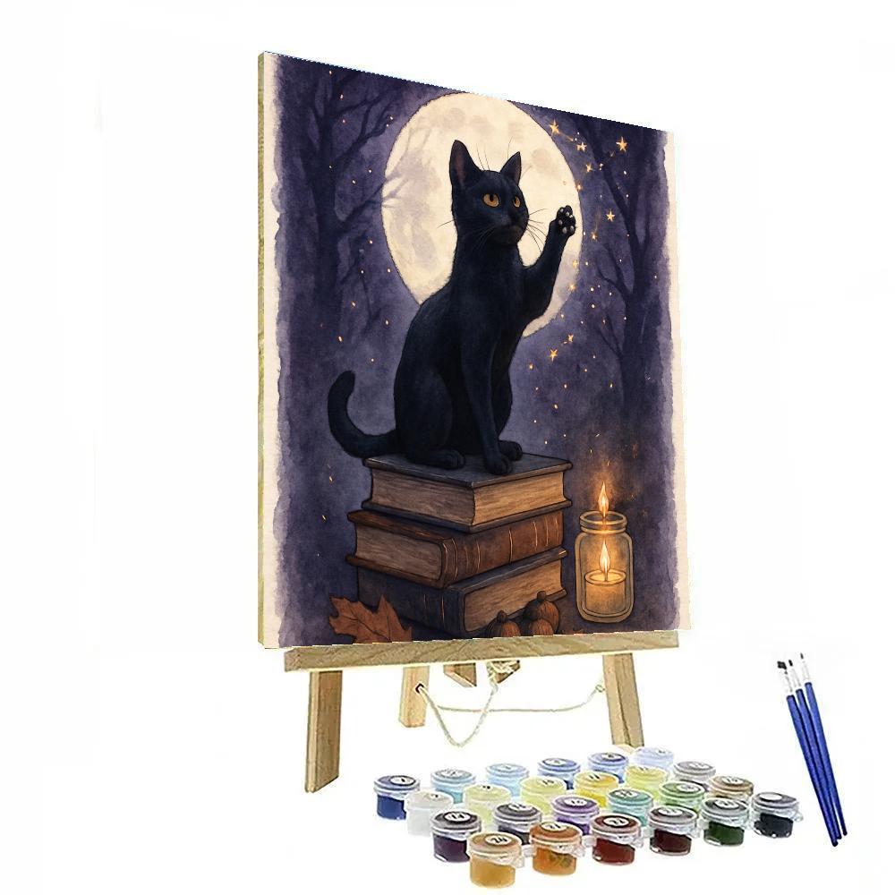 Black Cat Atlas Under The Harvest Moon Number painting