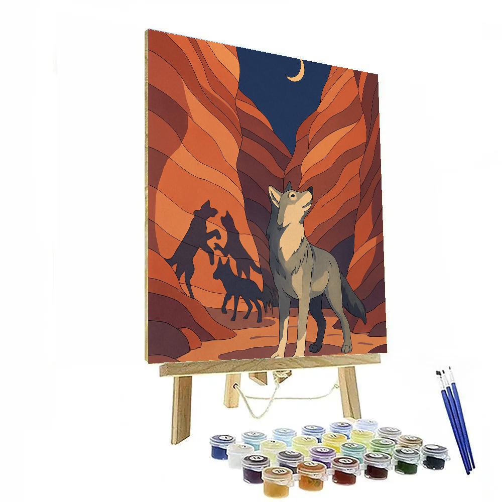 Canyon Crossing With Wolf Shadow Signals DIY paint by numbers