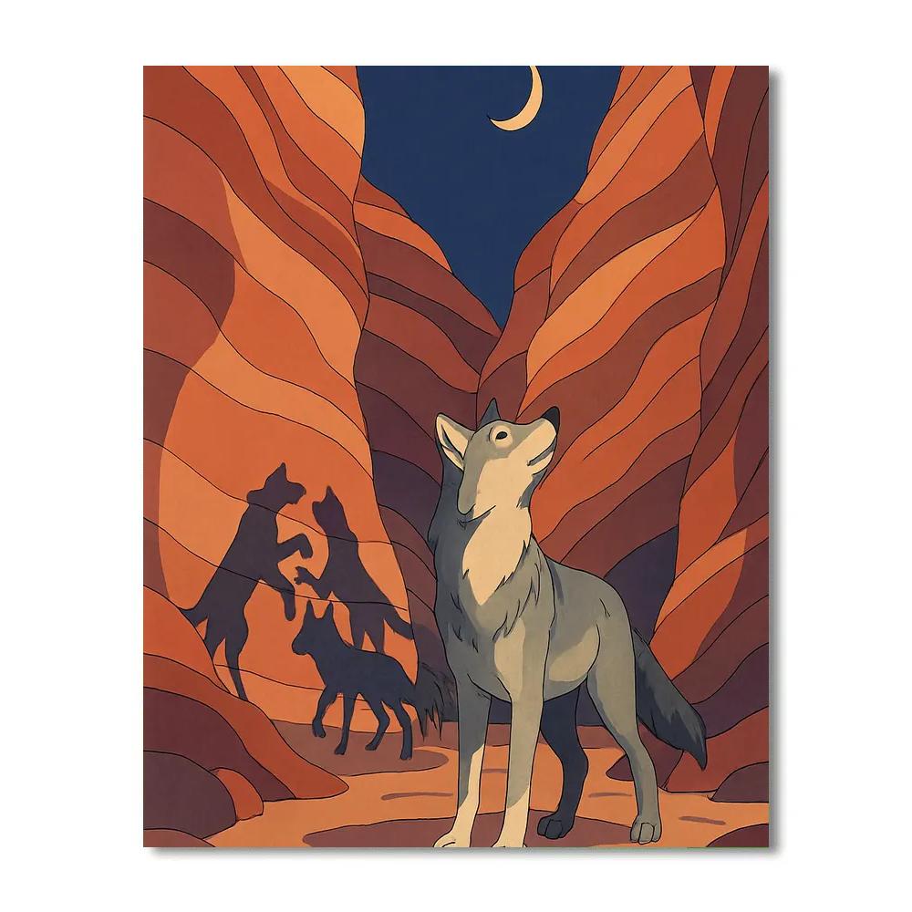 Canyon Crossing With Wolf Shadow Signals DIY paint by numbers