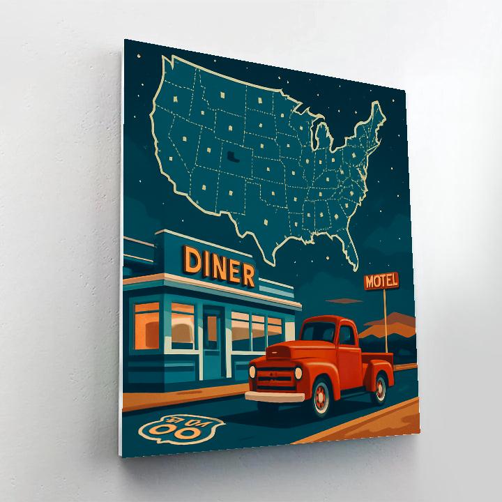 Route 66 USA Starlight Atlas Number painting