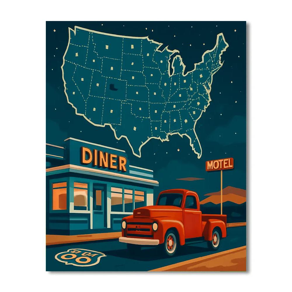 Route 66 USA Starlight Atlas Number painting