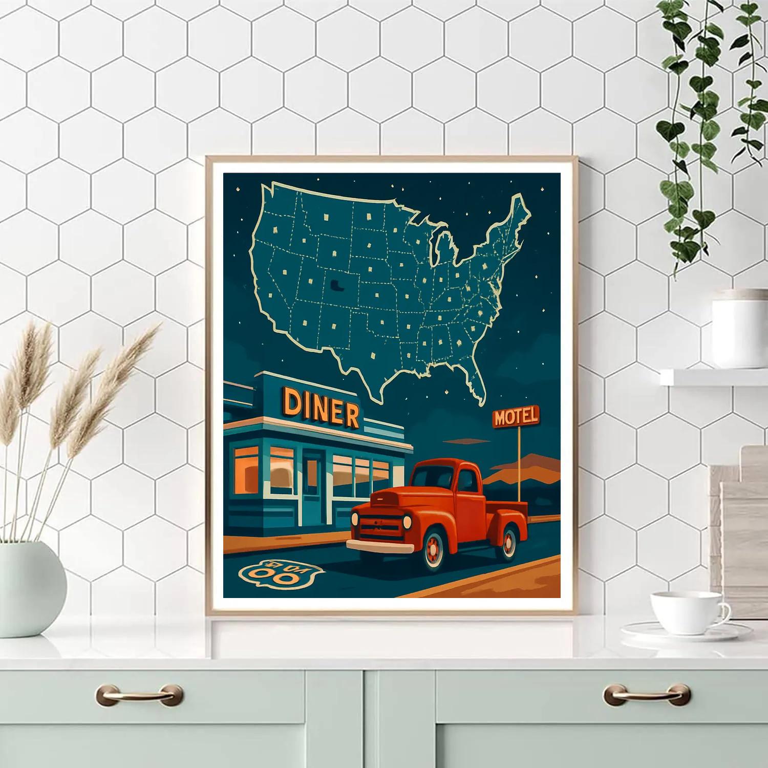 Route 66 USA Starlight Atlas Number painting