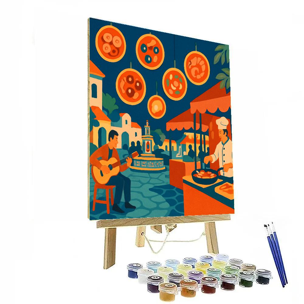 Spain Night Market Of Floating Tapas Lanterns Number painting