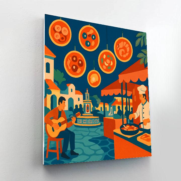 Spain Night Market Of Floating Tapas Lanterns Number painting