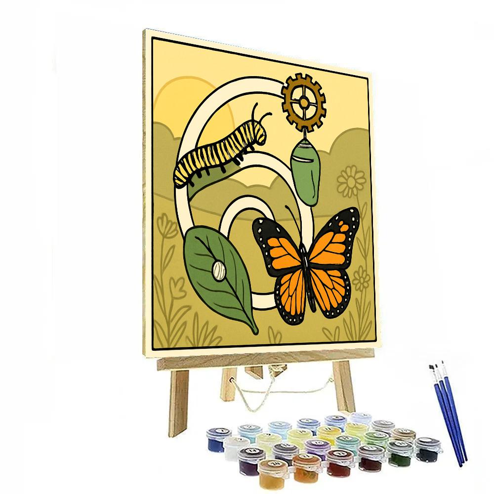 Metamorphosis Clockwork With Butterfly paint by color