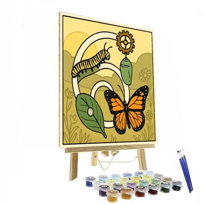 Metamorphosis Clockwork With Butterfly paint by color