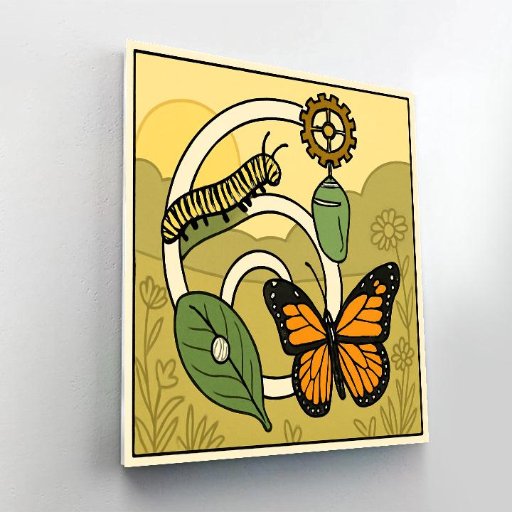 Metamorphosis Clockwork With Butterfly paint by color
