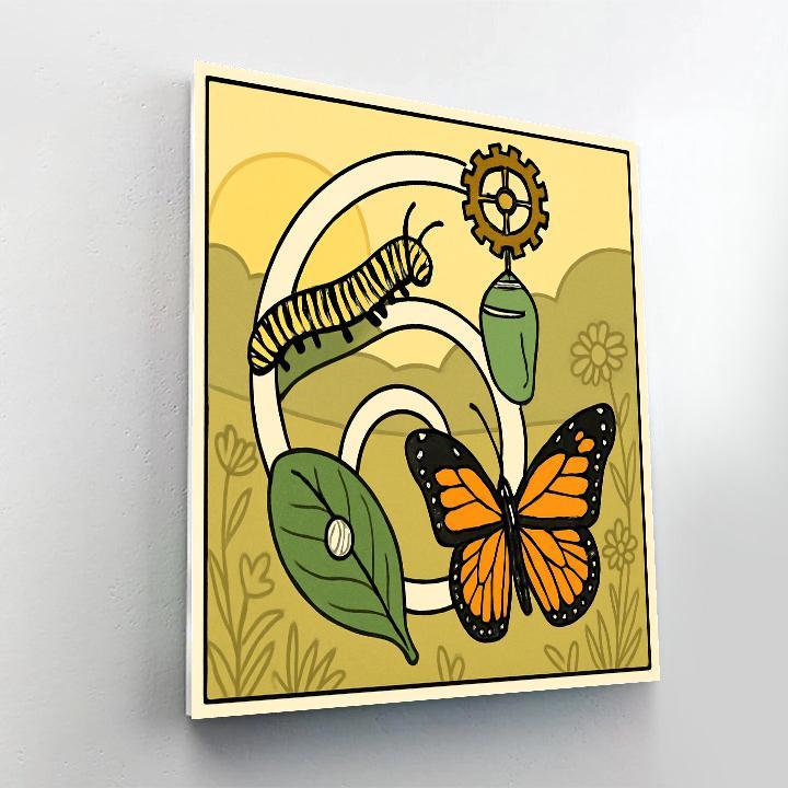 Metamorphosis Clockwork With Butterfly paint by color
