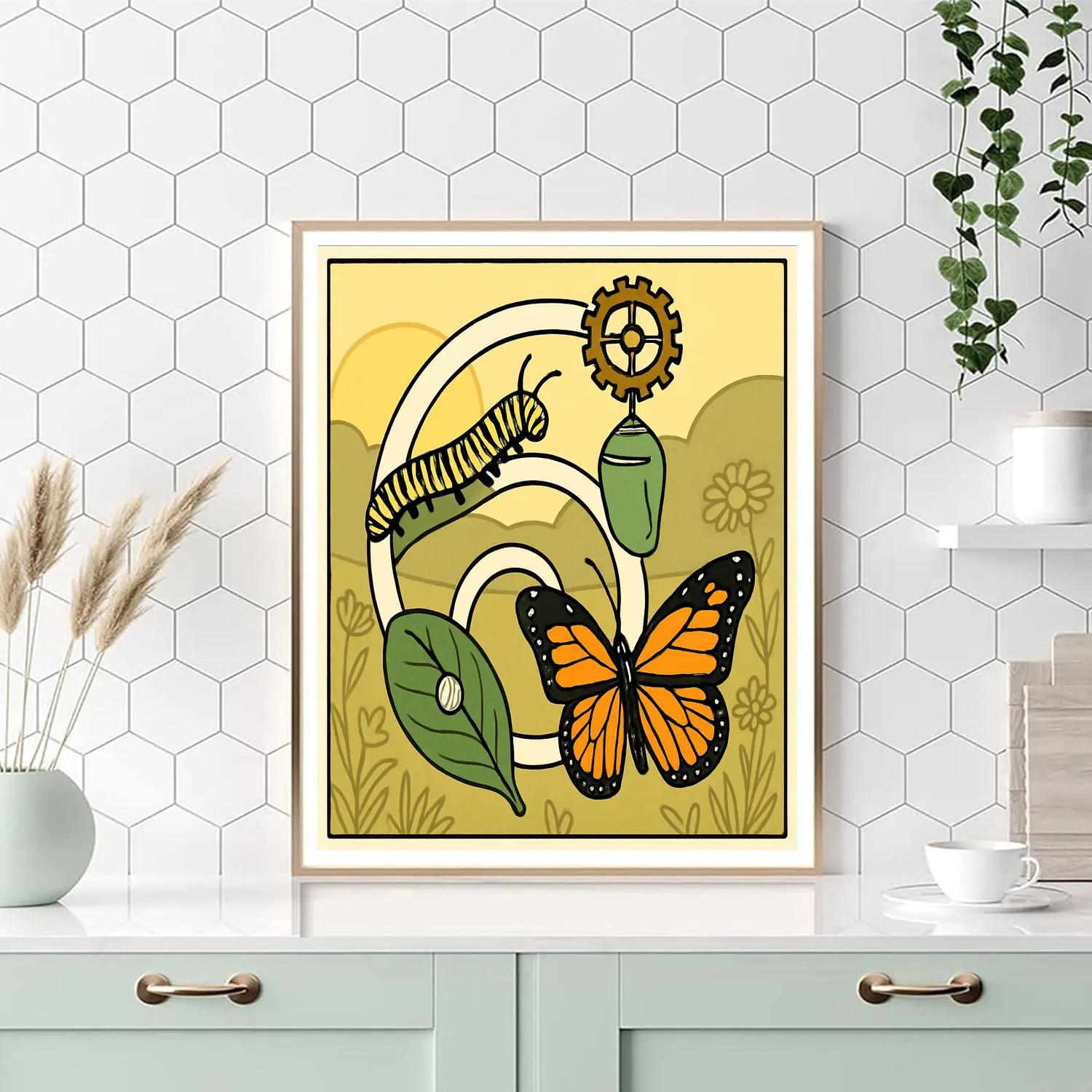 Metamorphosis Clockwork With Butterfly paint by color