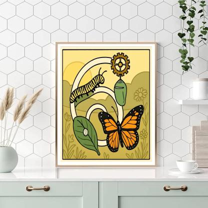 Metamorphosis Clockwork With Butterfly paint by color