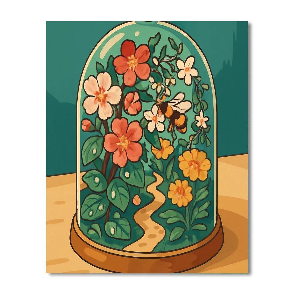 Floral Grade Terrarium Orchard painting number kit
