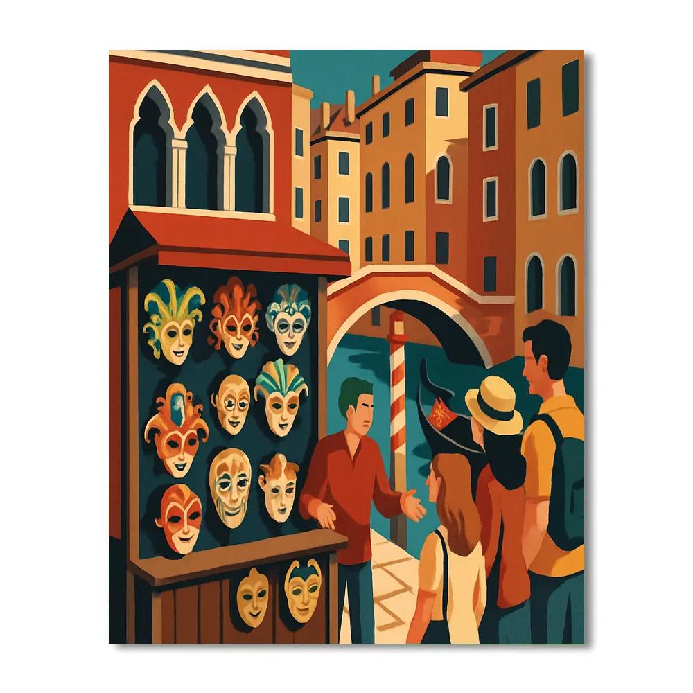 Mask Makers Workshop In Venice Evening Glow Numbered painting kits