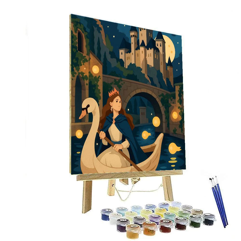 Moonlit Canal With Princess Lanterns Number painting