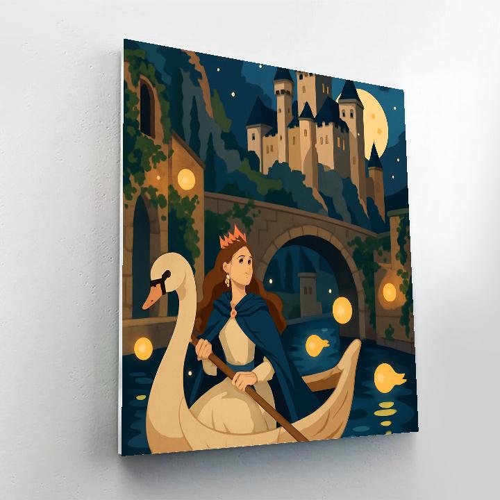 Moonlit Canal With Princess Lanterns Number painting