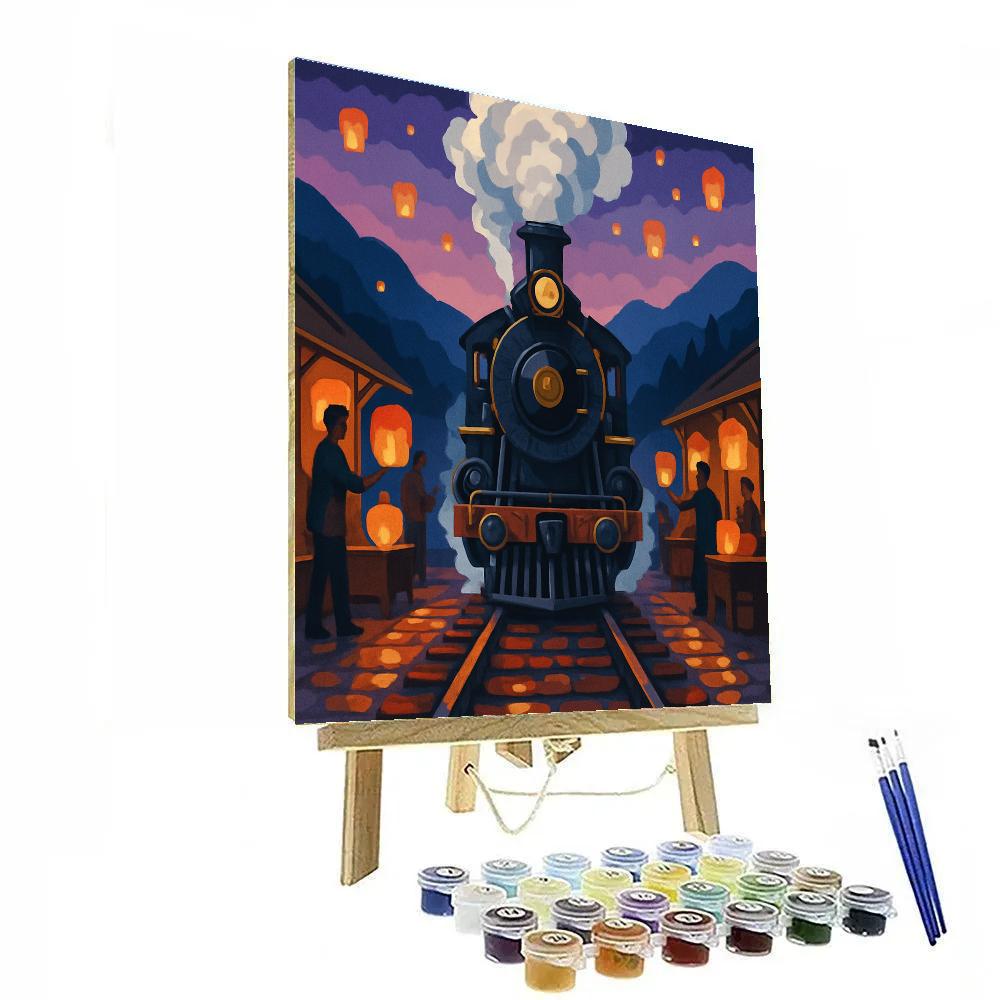 Train Lantern Festival Station Painting by numbers kit