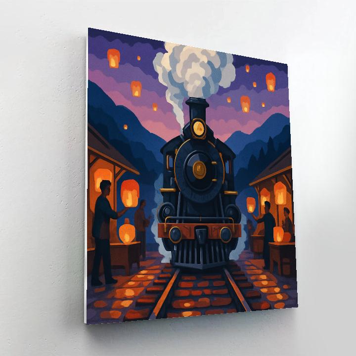 Train Lantern Festival Station Painting by numbers kit