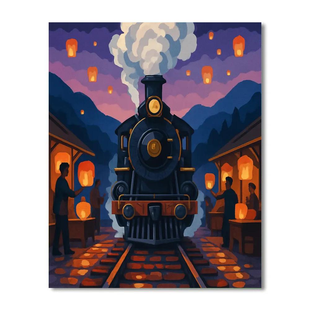 Train Lantern Festival Station Painting by numbers kit