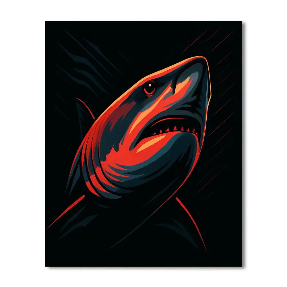Crimson Depth Shark DIY paint by numbers