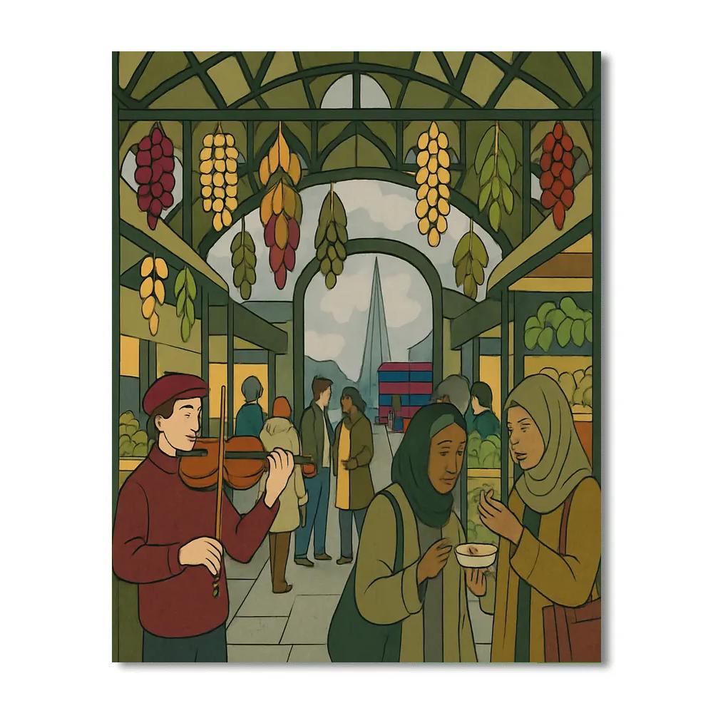 London Fog Patterned Market Arcade paint by number