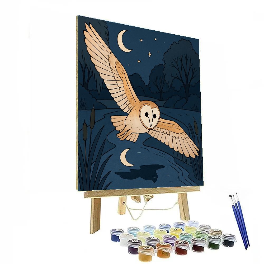 Moonlit River Silent Flight Owl Numbered painting kits