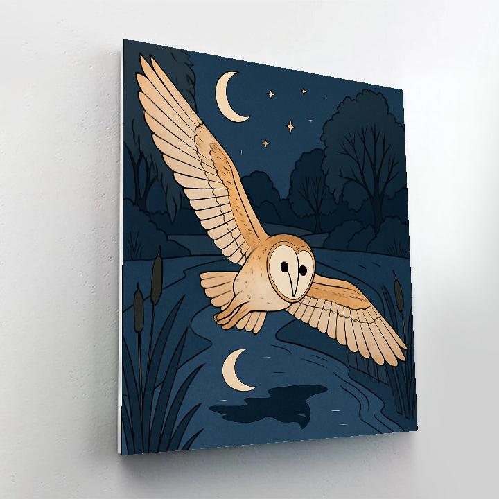 Moonlit River Silent Flight Owl Numbered painting kits