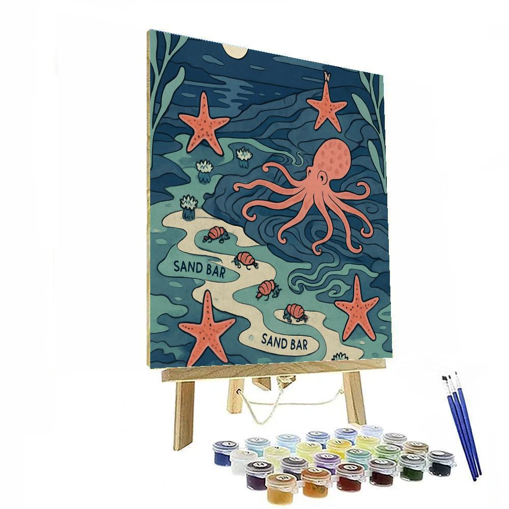 Moonlit Tidepool Map Ocean Crafted DIY paint by numbers