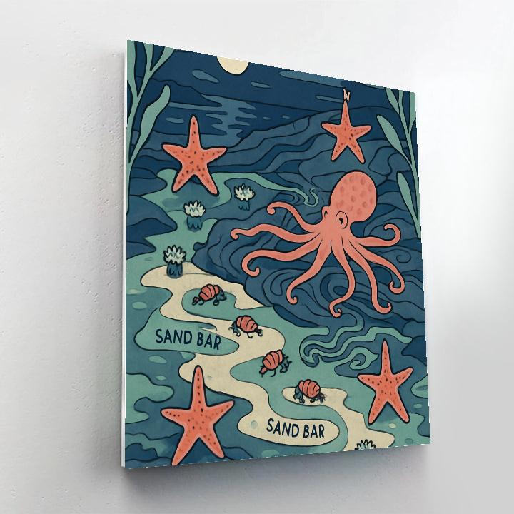 Moonlit Tidepool Map Ocean Crafted DIY paint by numbers