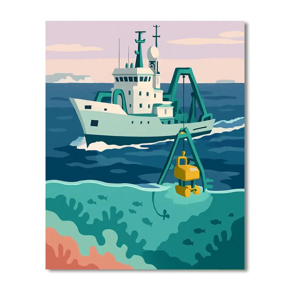 Glass Reef Research Ship paint by number