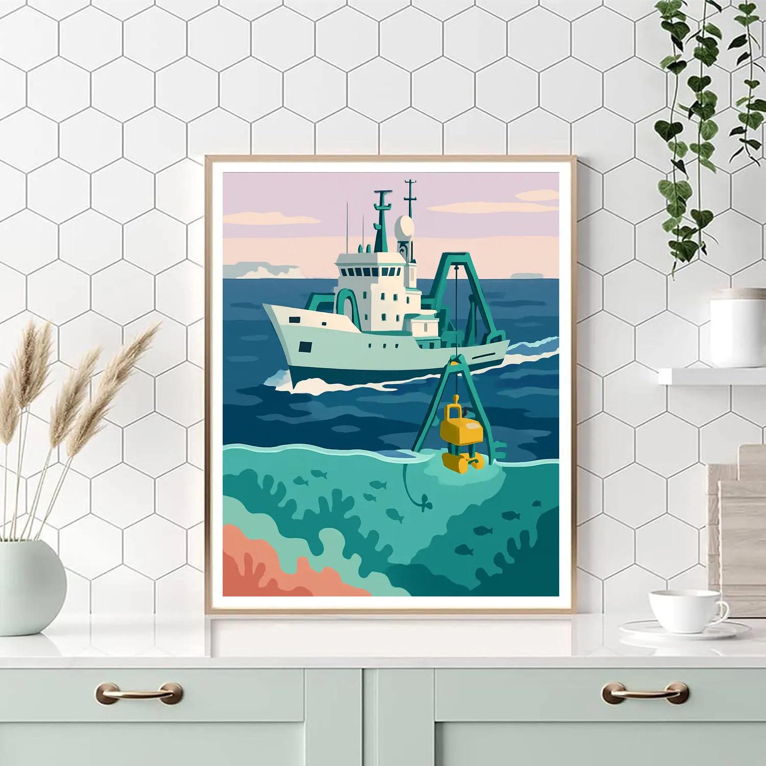 Glass Reef Research Ship paint by number