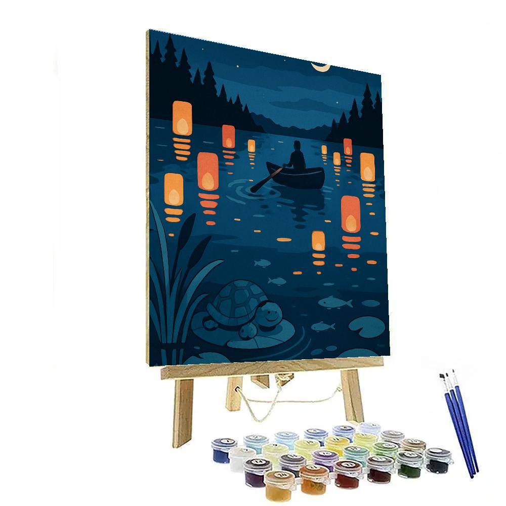 Moonlit Lantern Festival On The Lake paint by number