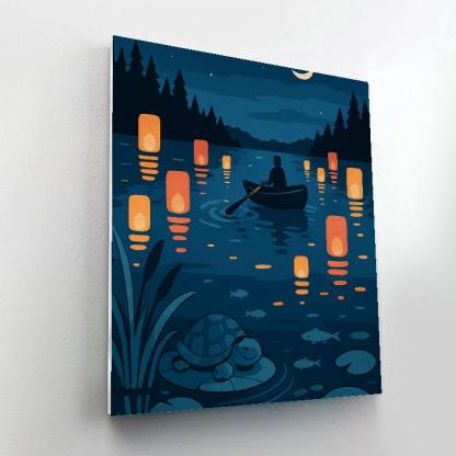 Moonlit Lantern Festival On The Lake paint by number