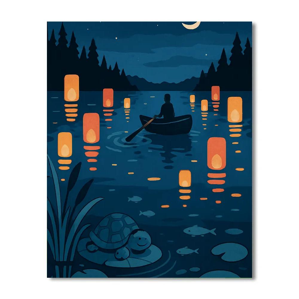 Moonlit Lantern Festival On The Lake paint by number