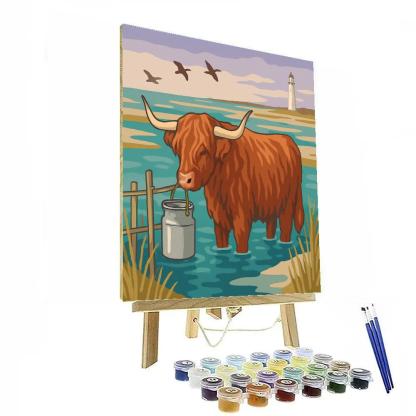 Moonlit Salt Marsh Cow Drift Painting by numbers kit
