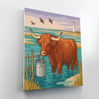 Moonlit Salt Marsh Cow Drift Painting by numbers kit