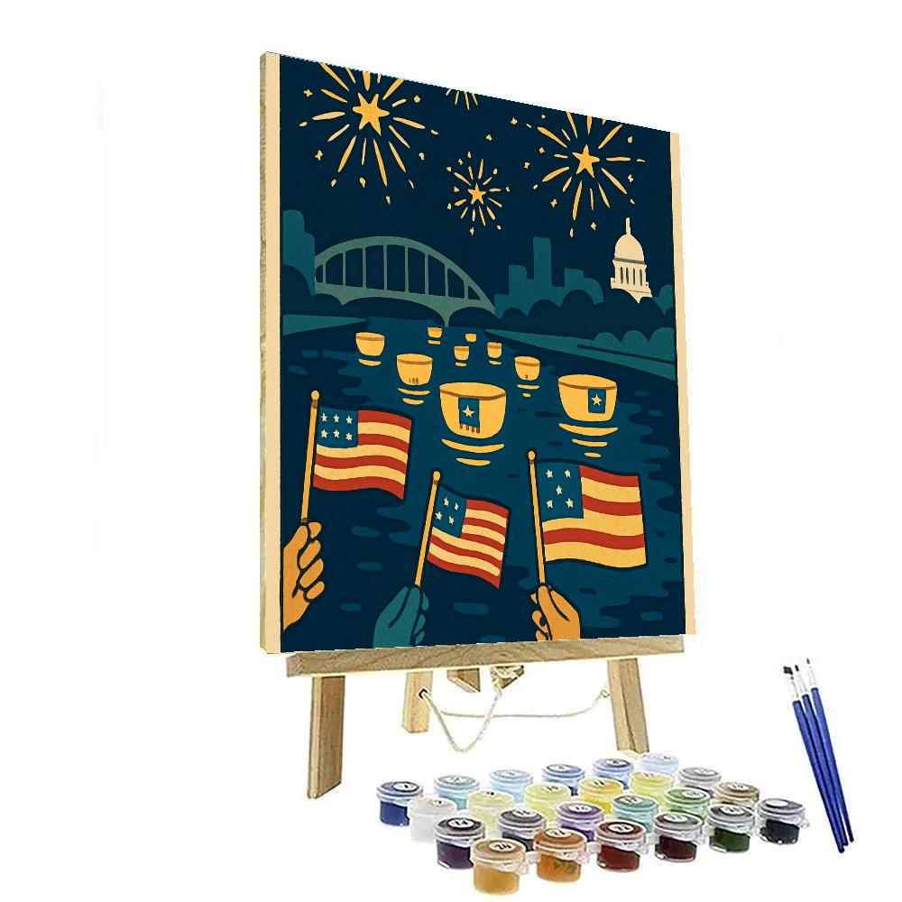 Lantern Procession Across The National Riverfront Number painting