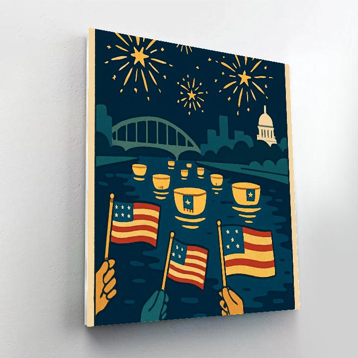 Lantern Procession Across The National Riverfront Number painting