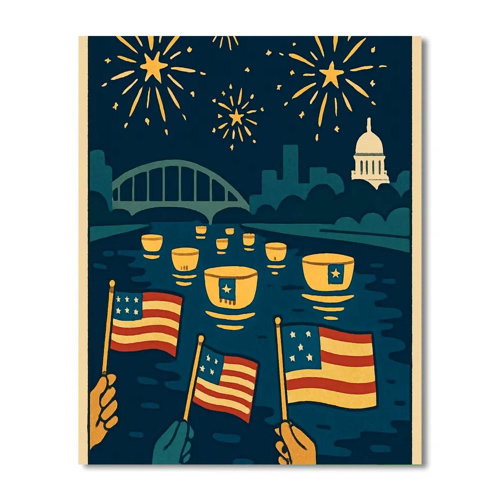 Lantern Procession Across The National Riverfront Number painting